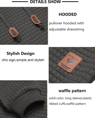 Vista 4 de COOFANDY - Sudadera con capucha para hombre, casual, de manga larga, con cordón ajustable y tejido de punto de gofre