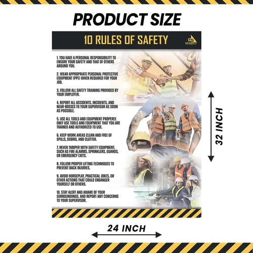 Vista 2 de GotSafety Póster de seguridad en el lugar de trabajo, 24 x 32 pulgadas, directrices claras para un entorno de trabajo seguro y saludable, carteles