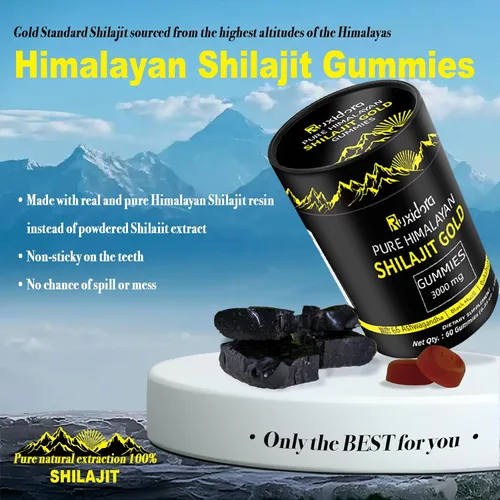 Vista 6 de Gomitas Shilajit, gomitas puras de Shilaljit del Himalaya, sin azúcar añadida, sin OMG, orgánicas naturales, Ashwagandha, Gokshura Ácido fúlvico