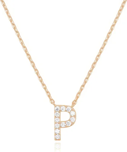 Vista 118 de PAVOI 14K White Gold Plated Cubic Zirconia Initial Necklace Letter Dainty Necklaces for Women