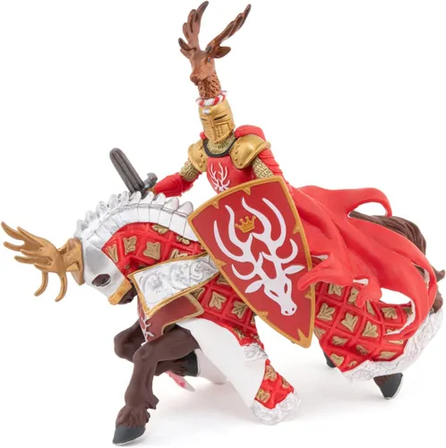 Vista 9 de Papo Figura de la era medieval, caballero ciervo rojo