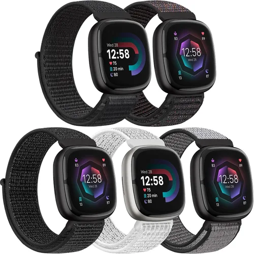 Vista 19 de Correas de nailon compatibles con Fitbit Versa 4/Sense 2/Versa 3/Fitbit Sense, correa de repuesto ajustable deportiva suave transpirable