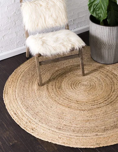 Vista 55 de Unique Loom Alfombra trenzada de la colección de yute - Dhaka (1' 2" x 6' 1", camino de mesa, gris)