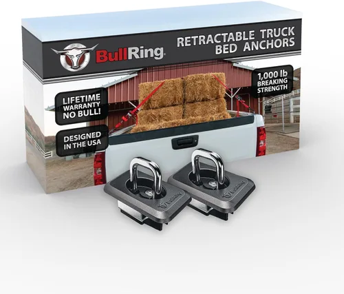 Vista 9 de Bull Ring Anclajes retráctiles para cama de camión, 98-12 Ford Ranger, 98-14 F150, 98-16 F250 y F350 Super Duty, 99-13 Silverado, 99-13 Sierra 1500