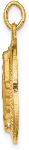 Vista 5 de Colgante de medalla milagrosa ovalada 3-D de oro amarillo de 14 quilates (L- 0.96 pulgadas, W- 0.51 pulgadas), Metal, No es una piedra preciosa