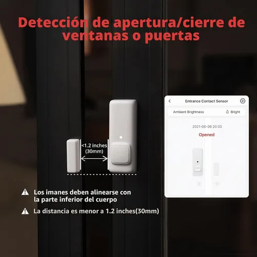 Vista 3 de SwitchBot Sensor de contacto de alarma de puerta – Alarma de ventana inalámbrica de seguridad inteligente para el hogar y sensor de puerta, añade