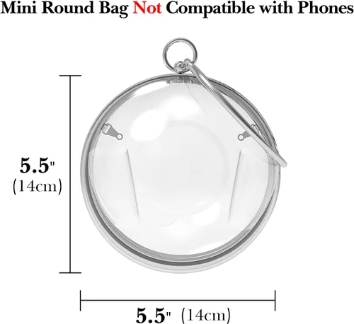 Vista 5 de Round Ball Clear Purse, Small Acrylic Box Evening Clutch Bag, Not Compatible with Phone