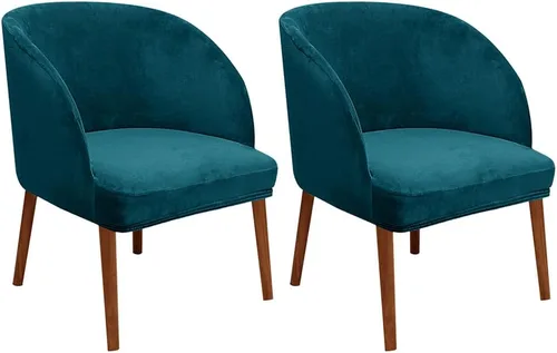 Vista 29 de Juego de 2 fundas de terciopelo elástico para sillas de comedor, con respaldo curvo moderno, protector de silla para sala de estar, dormitorio, Beige