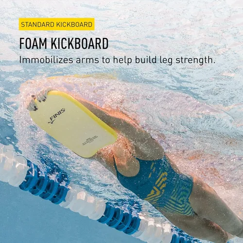 Vista 2 de FINIS Tabla de espuma para entrenamiento de natación, fortalece las piernas, espuma EVA suave, agarre cómodo, color amarillo