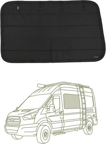 Vista 44 de Cubierta opaca aislante para ventana diseñada para Ford Transit alto/medio, borde de plástico completo de 130 pulgadas de longitud, ventana trasera