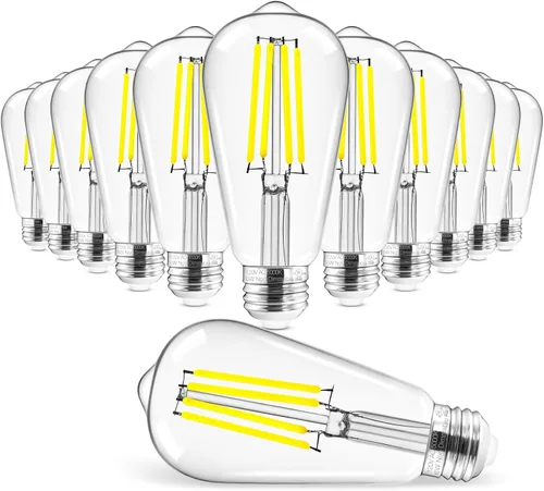 Vista 12 de Hizashi - 6 bombillas led Edison E26 equivalentes a 60 W, no regulables, 2,700 K, blanco cálido, CRI superior a 95, ST19, vintage, base E26, 700