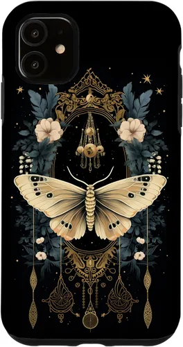 Vista 8 de iPhone 16 Celestial Moth Witchy Butterfly Botanical Moon Boho Flowers Case