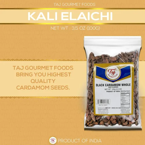 Vista 3 de TAJ Premium Indian Black Cardamomomo, Kali Elaichi, 3.5 onzas