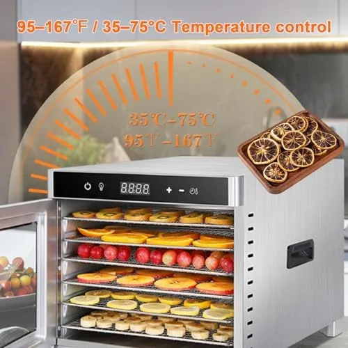 Vista 6 de Electric Food Dehydrator Machine, 700W Adjustable Temperature & 24-Hour Timer, 6 Stainless Steel Trays for Jerky, Meat, Fruits, Vegetables, Herbs