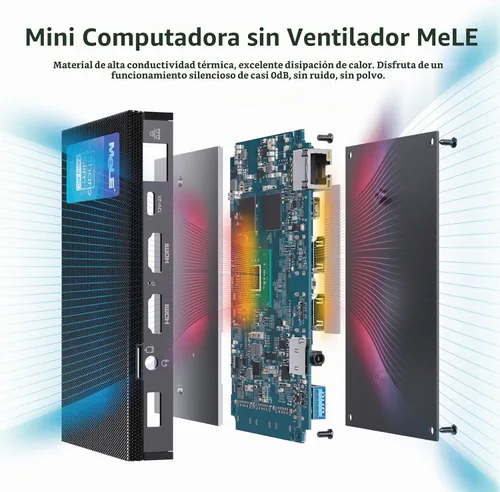 Vista 6 de MeLE Quieter3Q Mini PC sin ventilador N5100 8GB 256GB pequeñas computadoras