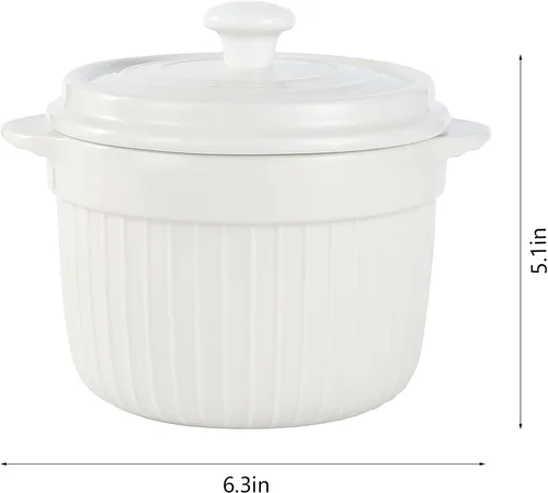 Vista 2 de Recipiente de grasa de tocino de cerámica con colador,Contenedor de grasa para cocina 17 oz,Blanco