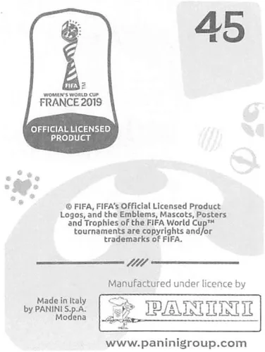 Vista 2 de 2019 Panini FIFA Women's World Cup France Stickers #45 Yoon Younggeul Korea Republic Soccer Sticker