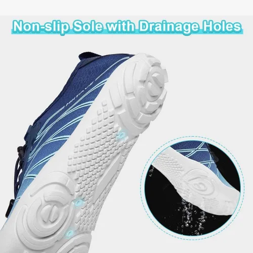 Vista 4 de HIITAVE Zapatos de agua antideslizantes, zapatos acuáticos descalzos, de secado rápido, ligeros con playa, río, piscina, para hombres y mujeres