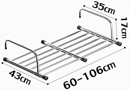 Vista 5 de Stainless Steel Portable Clothes Drying Rack, Retractable Laundry Rack for Balcony & Windowsill, Folding Towel Rack, Indoor/Outdoor Use