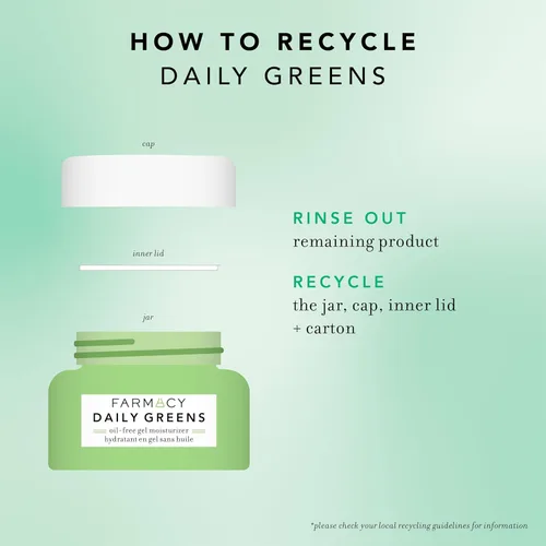 Vista 7 de Farmacy Hidratante facial de viaje, hidratante facial sin aceite Daily Greens con poliglutámico + ácido hialurónico, crema facial de gel que reduce