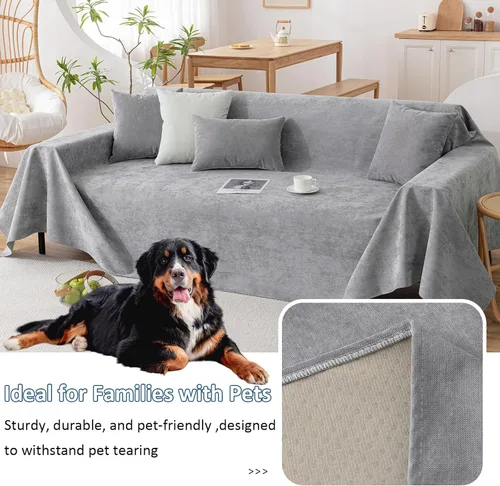 Vista 4 de VClife - Funda para sofá de 2 plazas, antiarañazos, impermeable, apta para mascotas, perros y gatos, lavable, moderna, protectora, gris, 71 x 102