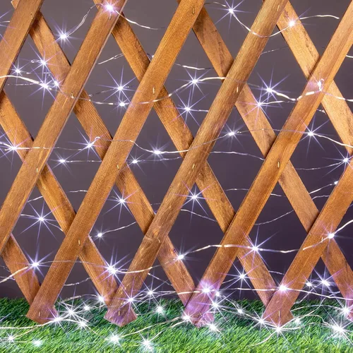 Vista 5 de Cadena de luces solares para exteriores, 100 pies, 300 LED, luces solares de hadas impermeables, botón de 8 modos, cadena de luces solares