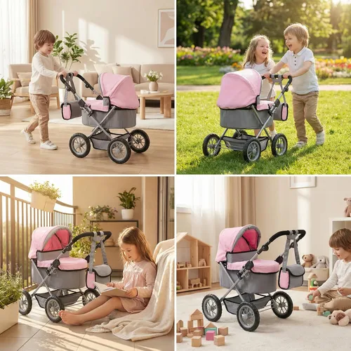 Vista 3 de Anano - Cochecito de muñeca de bebé, organizador de viaje para bebé, juguete de juguete, cochecitos de muñecas para niñas, accesorios de muñecas