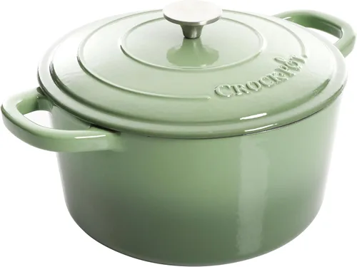 Vista 25 de Crock-Pot Horno Holandés Artesanal Redondo de Hierro Fundido Esmaltado, 3 Cuartos, Aqua