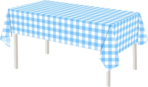 Vista 13 de 3 manteles de plástico a cuadros en blanco y negro para decoración de fiesta de cumpleaños, tablero de ajedrez, manteles desechables para mesas
