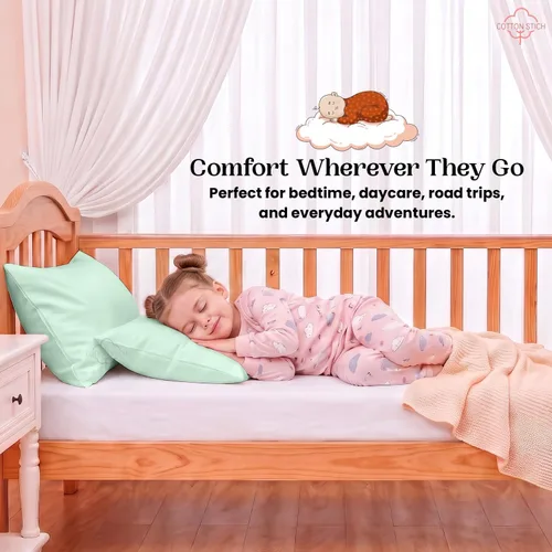 Vista 4 de COTTON STICH Juego de 2 fundas de almohada para niños pequeños, mini fundas de almohada de algodón de 600 hilos, fundas de almohada suaves y ligeras