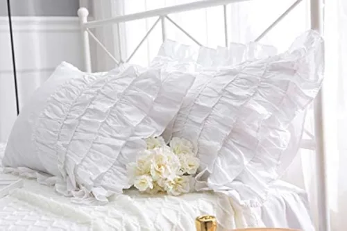 Vista 43 de Fundas de almohada cuadradas a cuadros en blanco y negro con volantes, fundas de almohada a cuadros, fundas de almohada de gingham, fundas