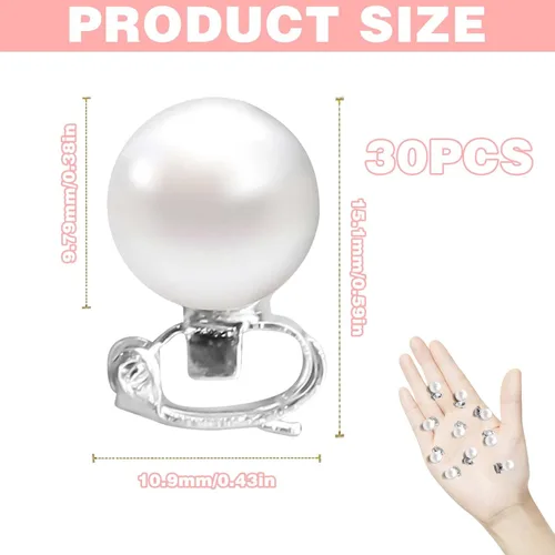 Vista 7 de Juego de pinzas y pasadores para el cabello de perlas blancas, 30 mini alfileres, lindos accesorios para el cabello de perlas para mujeres, niñas