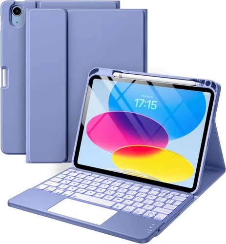 Vista 17 de Harvopu Funda compatible con iPad de 11ª y 10ª generación con teclado, funda tipo folio con soporte para Pencil, trackpad multitáctil