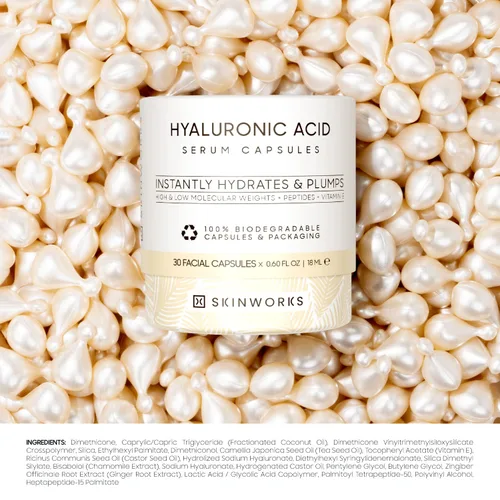 Vista 5 de SKINWORKS Suero de ácido hialurónico para cara, suero antienvejecimiento para líneas finas y arrugas, brillo hidratante, hidratante facial regordeta