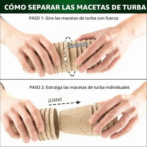 Vista 6 de 50 macetas pequeñas de turba compostable de 3.15 pulgadas con 25 etiquetas