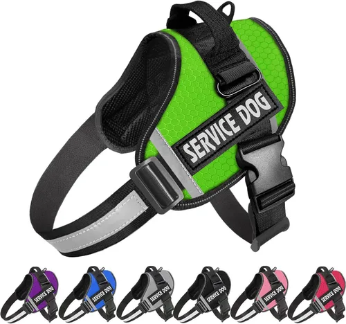 Vista 13 de JSXD - Arnés para perro, sin tirones, con asa ajustable, para exteriores, chaleco de nailon reflectante 3M, fácil control del perro, para razas Negro