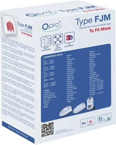 Vista 2 de Qpro By Masterpart - Bolsas de microfibra para aspiradora compatibles con Miele tipo FJM. Compatible con modelos Compact C1, C2, Serie S. Fabricado