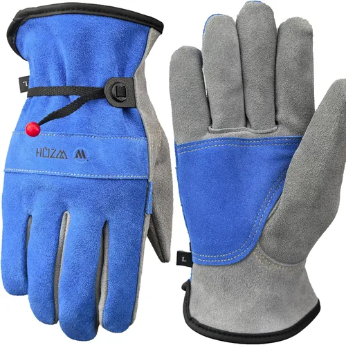 Vista 10 de Guantes de trabajo de cuero WZQH para hombres o mujeres. Guante XS para jardinería, soldadura Tig/Mig, construcción, motosierra, granja, rancho