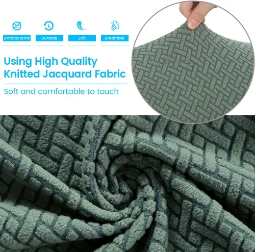 Vista 4 de MIFXIN Fundas para silla Wingback, 2 piezas, tela jacquard elástica con funda de cojín, protector de muebles para sofá, con parte inferior elástica