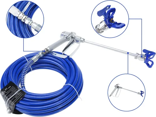 Vista 4 de YaeTek Kit de manguera de pistola de pintura sin aire, tubo de fibra de alta presión de 50 pies x 1/4 pulgadas, manguera de pulverización de pintura