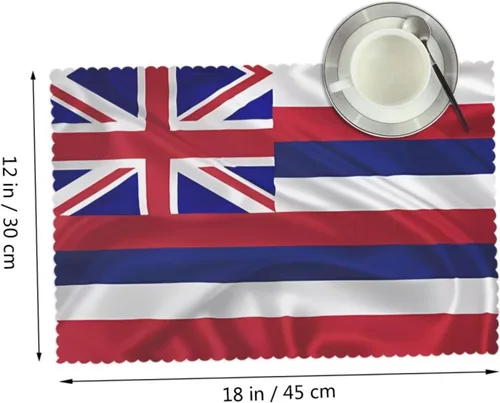 Vista 2 de Rectangular Placemats Set of 4, Heat Resistant Flag of Hawaii American Printed Kitchen Dining Table Mats