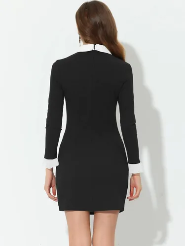 Vista 4 de Allegra K Minivestido ajustado con corte frontal de color en contraste de Halloween para mujer