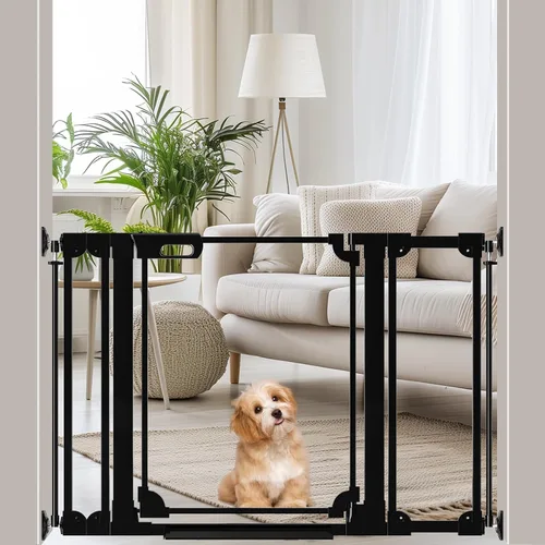 Vista 12 de WAOWAO Puerta de bebé de acrílico transparente de 40 pulgadas extra alta para escaleras, diseño moderno, puerta de acrílico con cierre automático