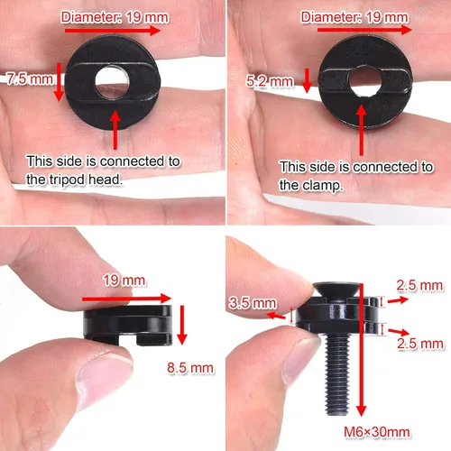 Vista 3 de Adaptador de tornillo convertidor de abrazadera de liberación rápida Arca-Swiss para cámara compatible con cabezal de trípode de la serie Gitzo