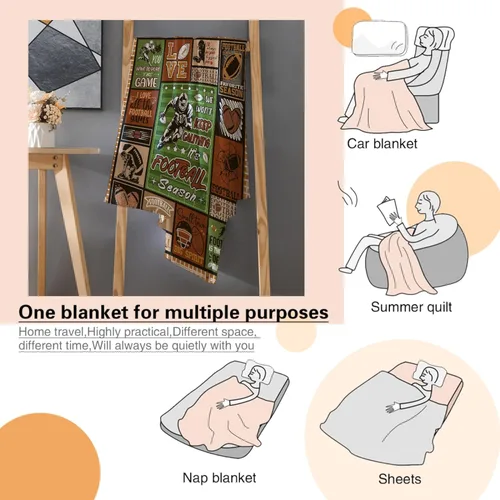 Vista 7 de Manta de regalo de franela de forro polar de fútbol, ligera y suave, bonita manta acogedora para cama, sofá, viajes al aire libre, 30 x 40 pulgadas