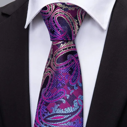 Vista 38 de Barry.Wang - Juego de corbata de seda para hombre, diseño de cachemira, pañuelo y gemelos de bolsillo