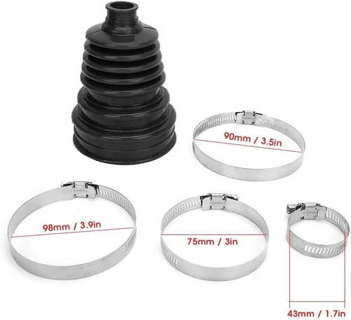 Vista 3 de Fydun CV Boot Cover Universal Silicone CV Axle Boot Dust Cover Ball Head Kit de abrazadera redonda de velocidad constante (negro)