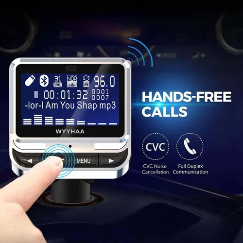 Vista 3 de Transmisor FM Bluetooth para automóvil, adaptador de radio inalámbrico, 38 W [PD 20 W + QC 3.0], kit automático manos libres con control remoto