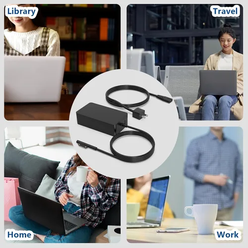 Vista 7 de Reemplazo para cargador Surface Pro 65w, compatible con Microsoft Surface Pro Go Book Windows Surface Laptop adaptador de corriente