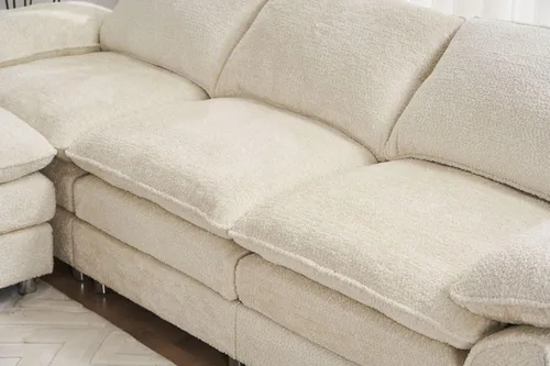 Vista 7 de KEVINSPACE Sofá modular moderno en forma de L de 101.6 pulgadas para sala de estar, sofá modular moderno de 3 asientos, muebles cómodos con diván